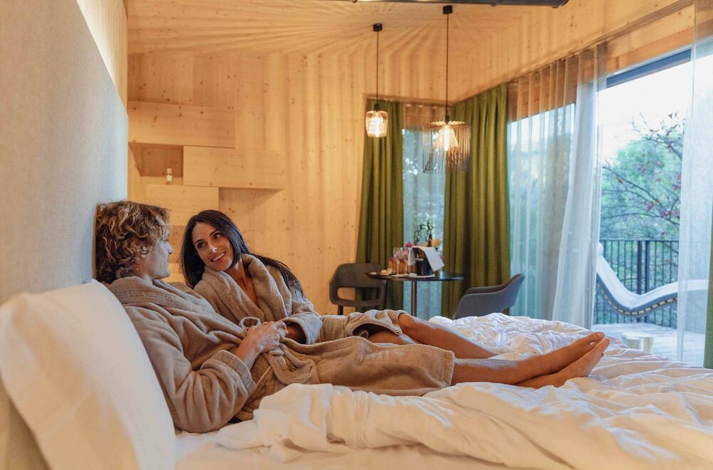 Weekend romantico sul Lago di Garda in Treelodgy con spa e colazione in suite